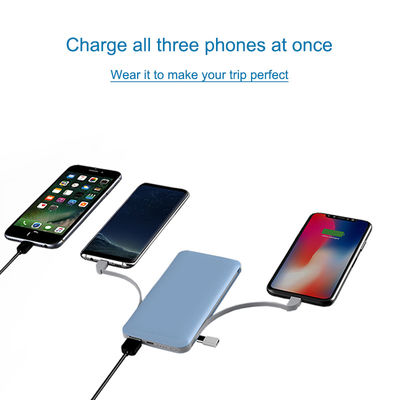 Banque ultra mince incorporée de puissance du câble 10000mAh 210g