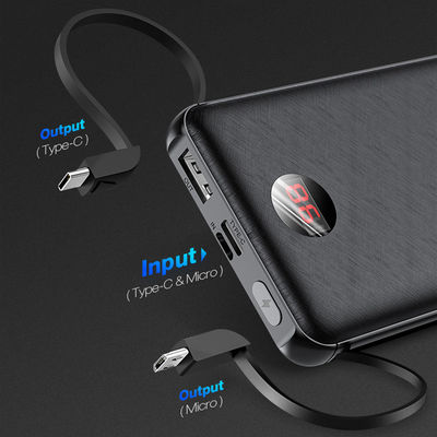 banque incorporée de puissance de câble de 10000mAh 8 Pin Micro USB avec l'affichage d'affichage à cristaux liquides